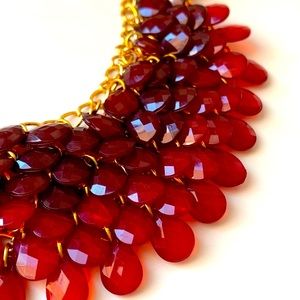 Red Ombré jewel statement necklace